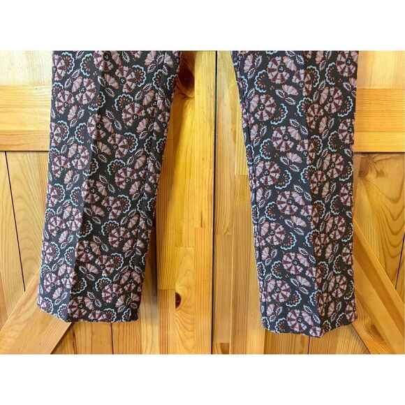 Anthropologie The Essential Slim Pant Brown Motif Floral Ankle Womens Size 4 nwt - Picture 3 of 10